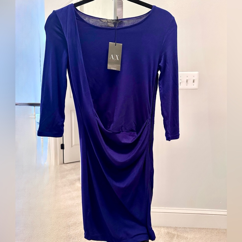 Armani Exchange, XS/TP Dress. Color Imperial. Black Zipper on side. New w/Tags